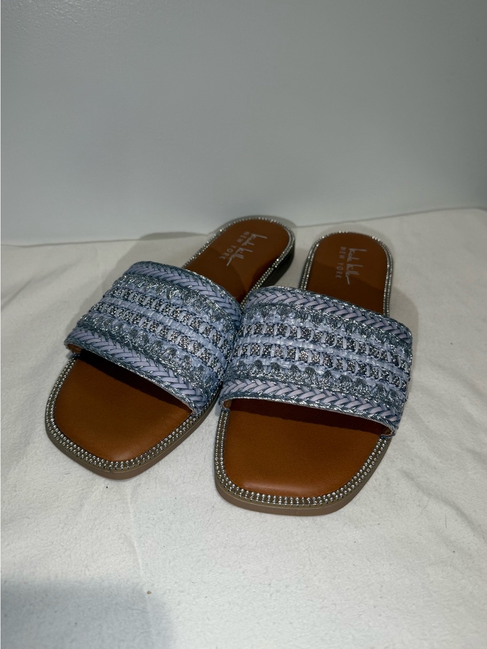 Nicole Miller Light Blue Braided Slide Sandals - Women
